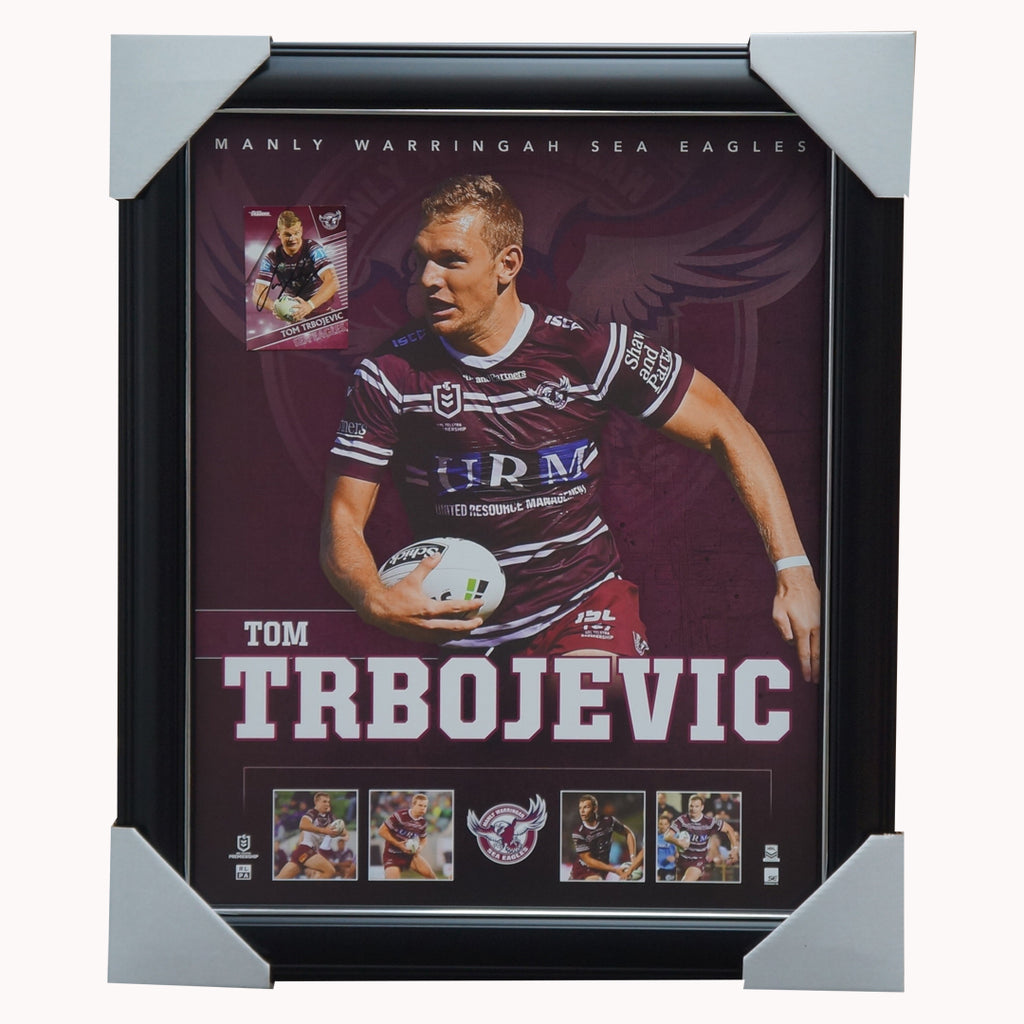 Tom Trbojevic Manly Warringah Sea Eagles Official NRL Player Print Framed + Signed Card - 4751