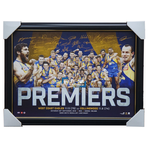 Framed West Coast Eagles 2019 Signed Jersey